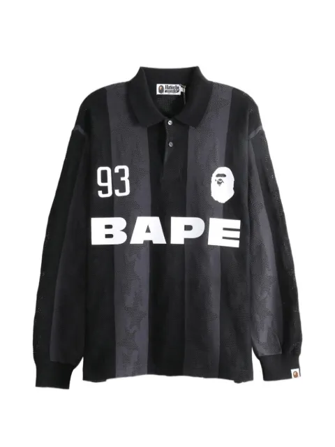 A BATHING APE® logo-print vertical-stripe polo shirt