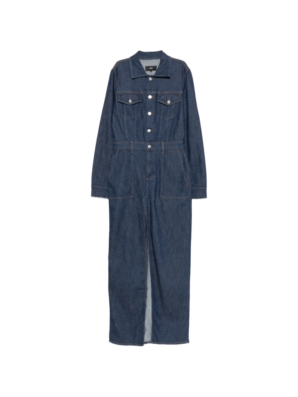7 For All Mankind Utility front-slit maxi denim dress - Blu