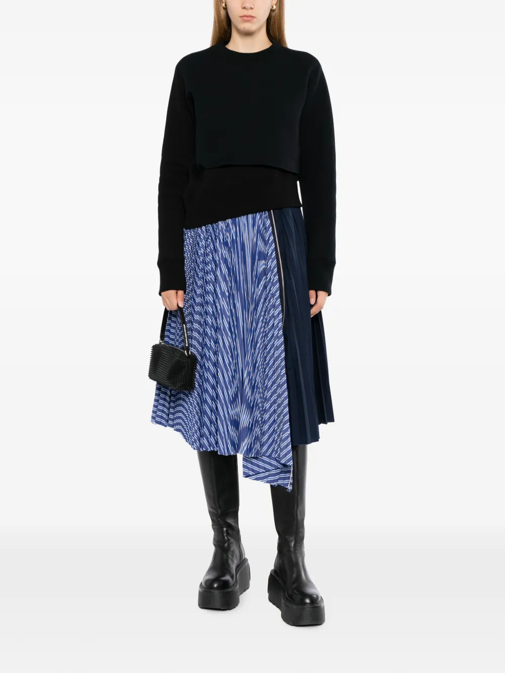 sacai Gelaagde trui met ronde hals Blauw