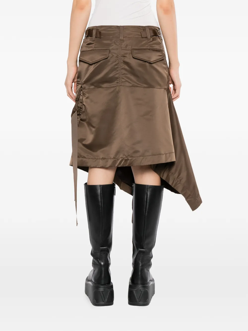 sacai Cargo rok met asymmetrische zoom Bruin