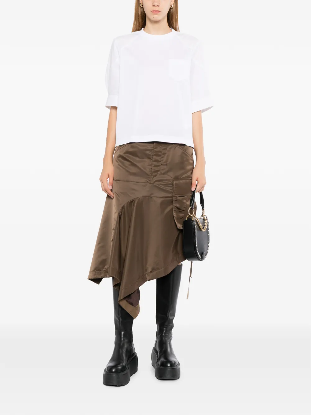 sacai Cargo rok met asymmetrische zoom Bruin