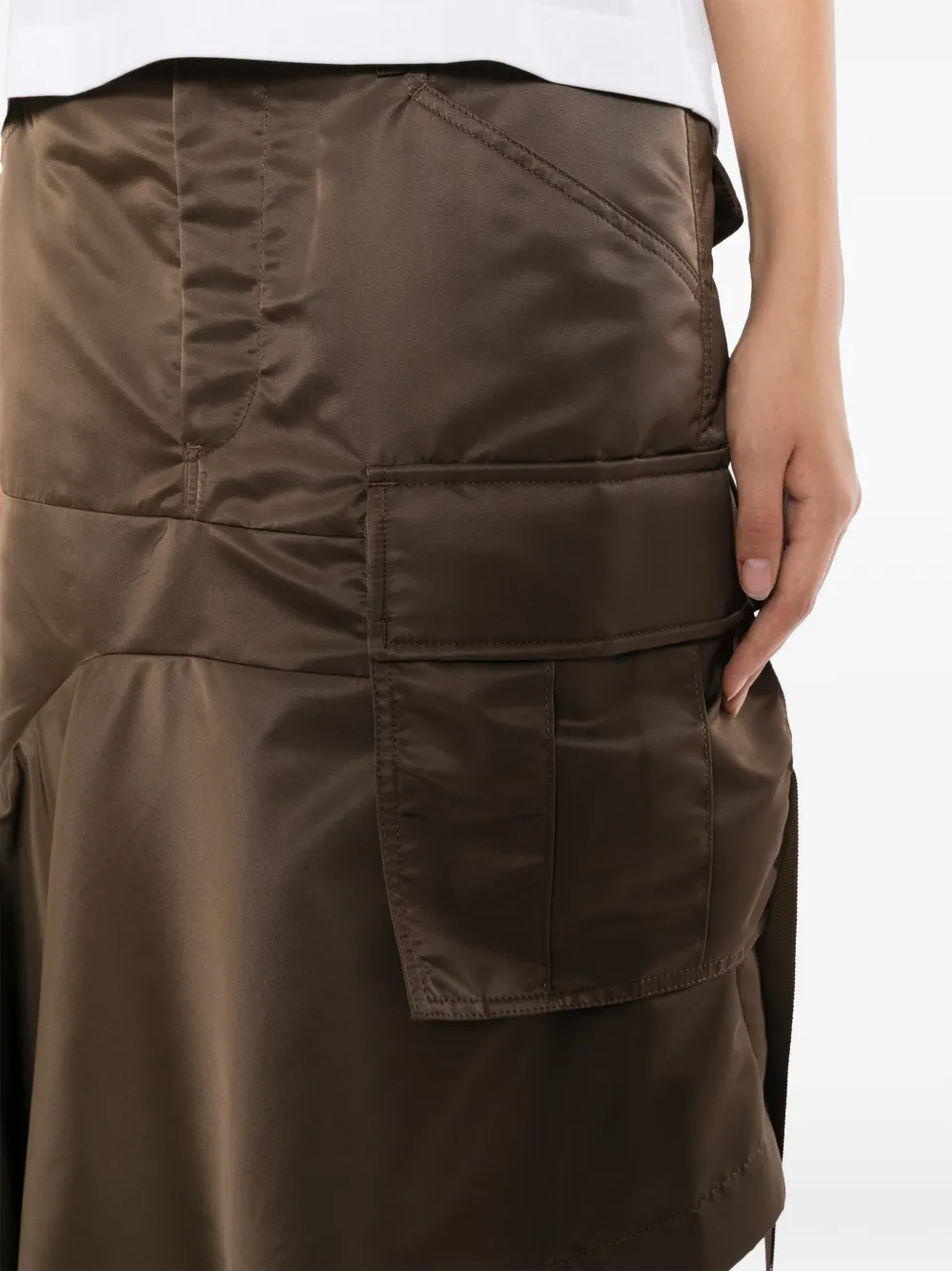 sacai Cargo rok met asymmetrische zoom Bruin