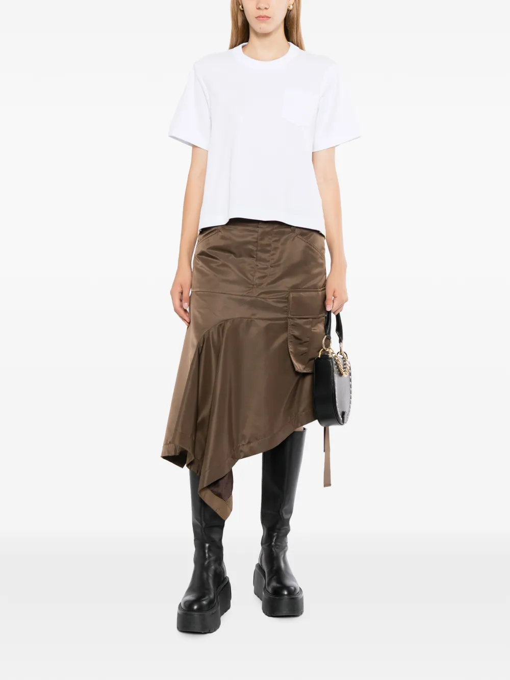 sacai T-shirt met borstzak Bruin