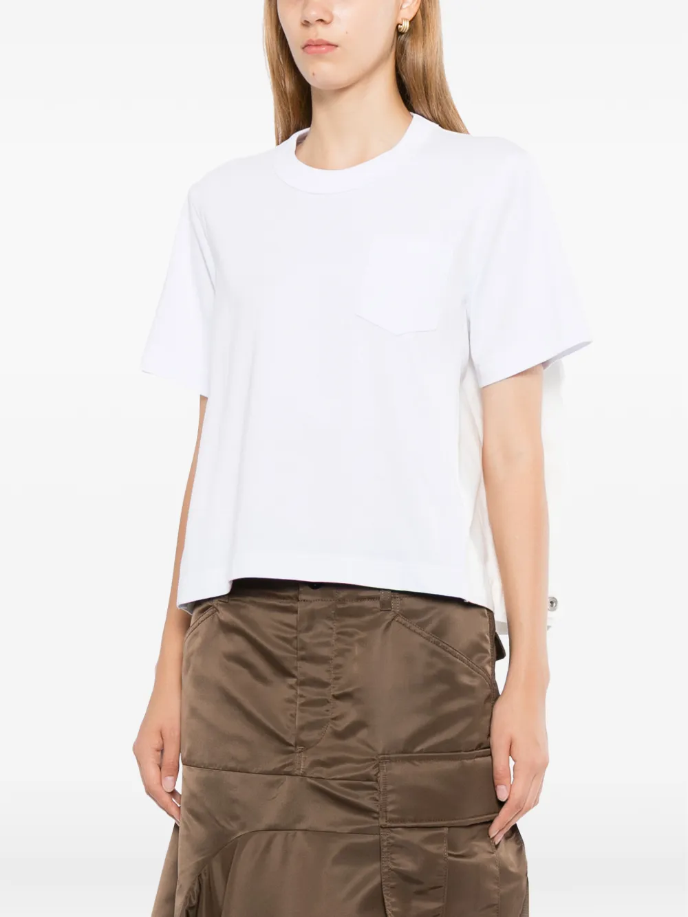 sacai T-shirt met borstzak Bruin