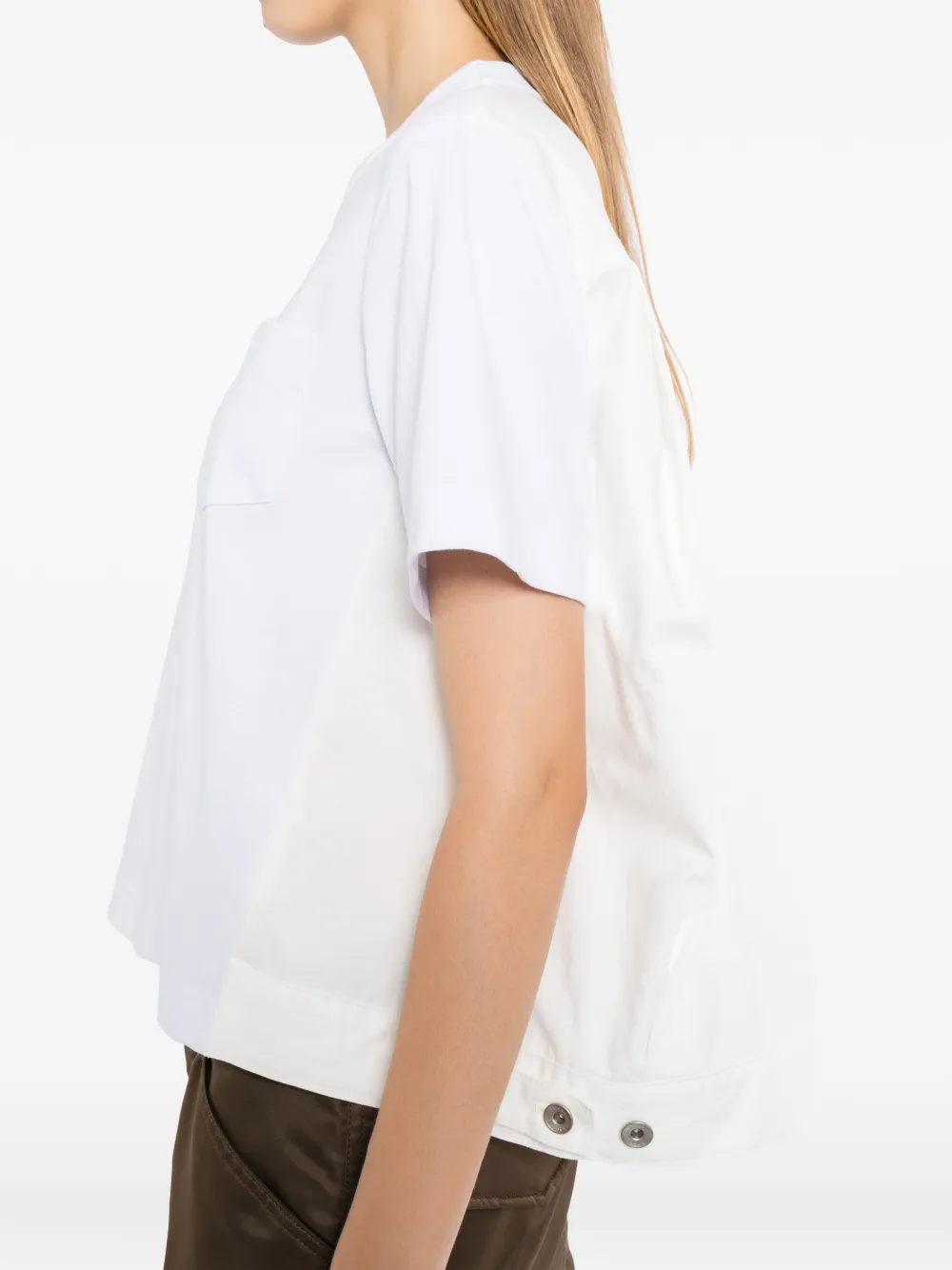 sacai T-shirt met borstzak Bruin
