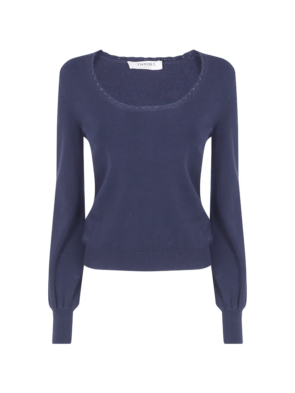 TWINSET Feinstrick-Pullover mit Wellensaum - Blau