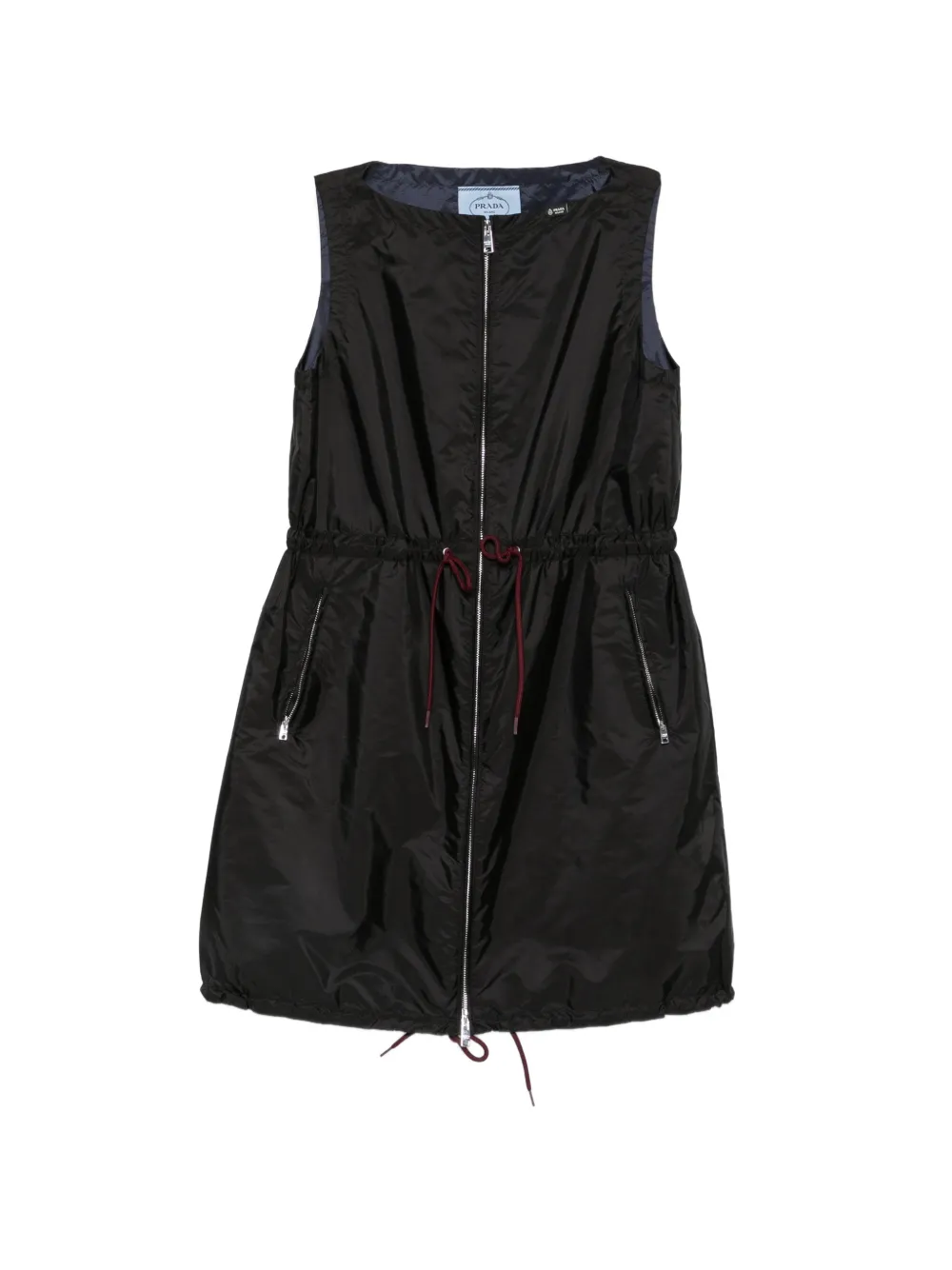Prada drawstring-waist sleeveless mini dress - Nero