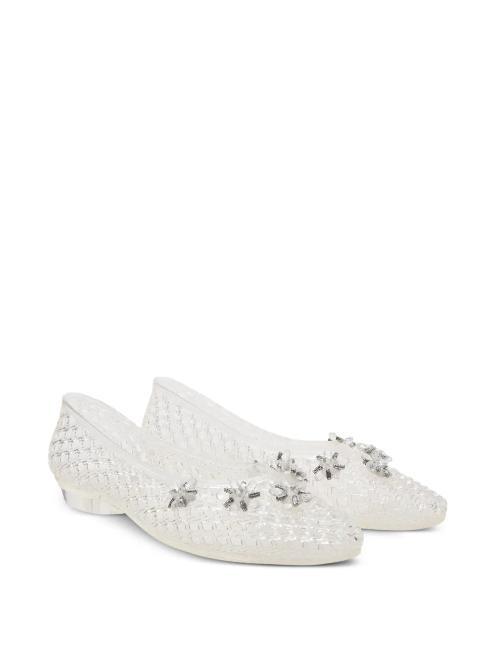 HEAVENLY JELLY crystal-embellished woven ballet flats Wit