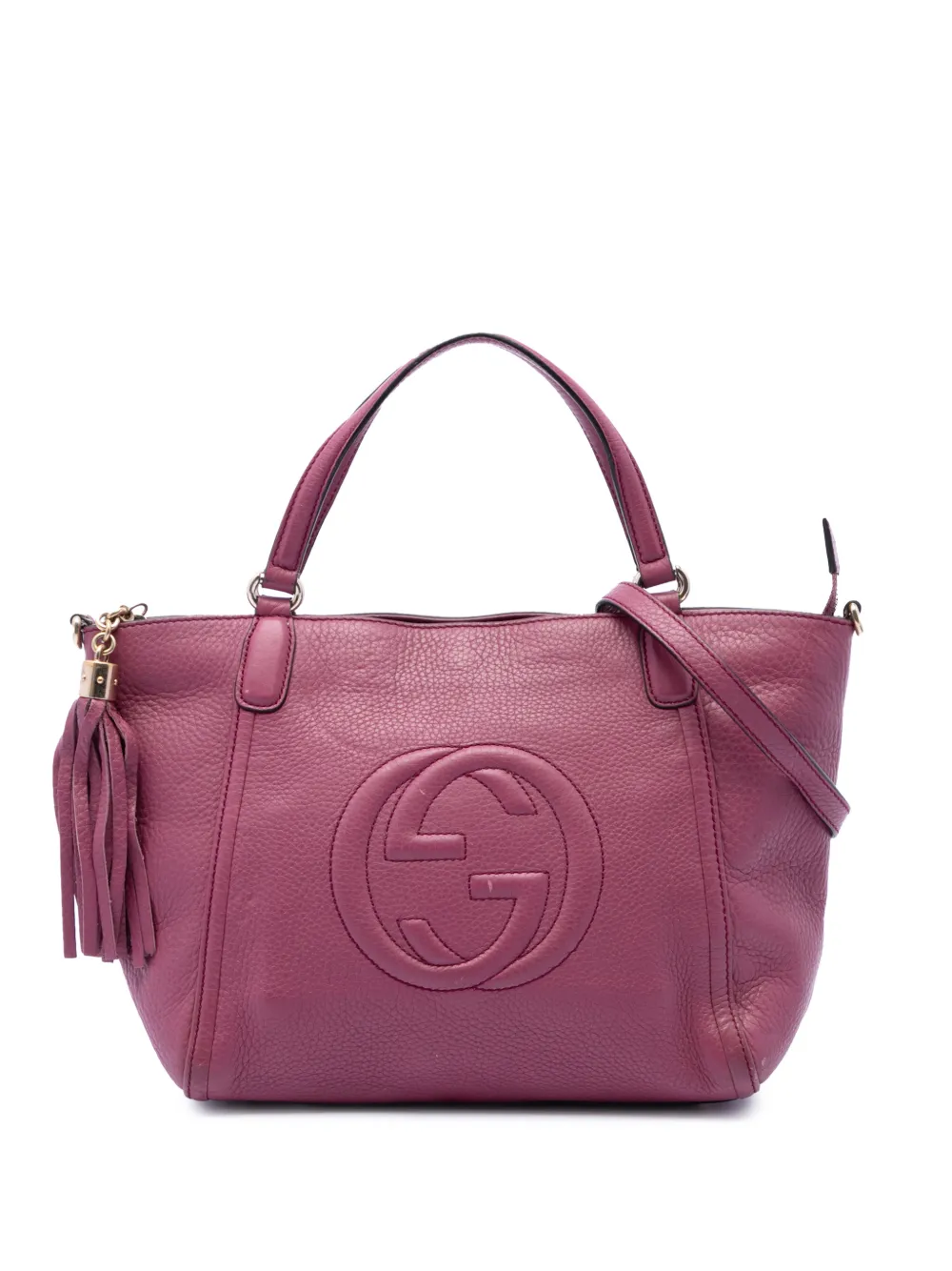 Pre-owned Gucci 2016-2026 Small Calfskin Soho Cellarius Satchel In Purple