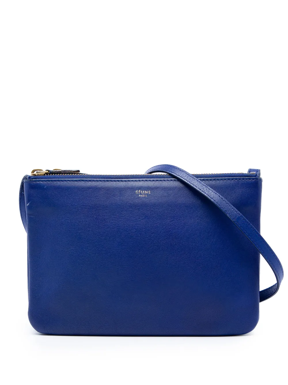 Pre-owned Celine 2014 Small Lambskin Trio Crossbody Bag In Blue