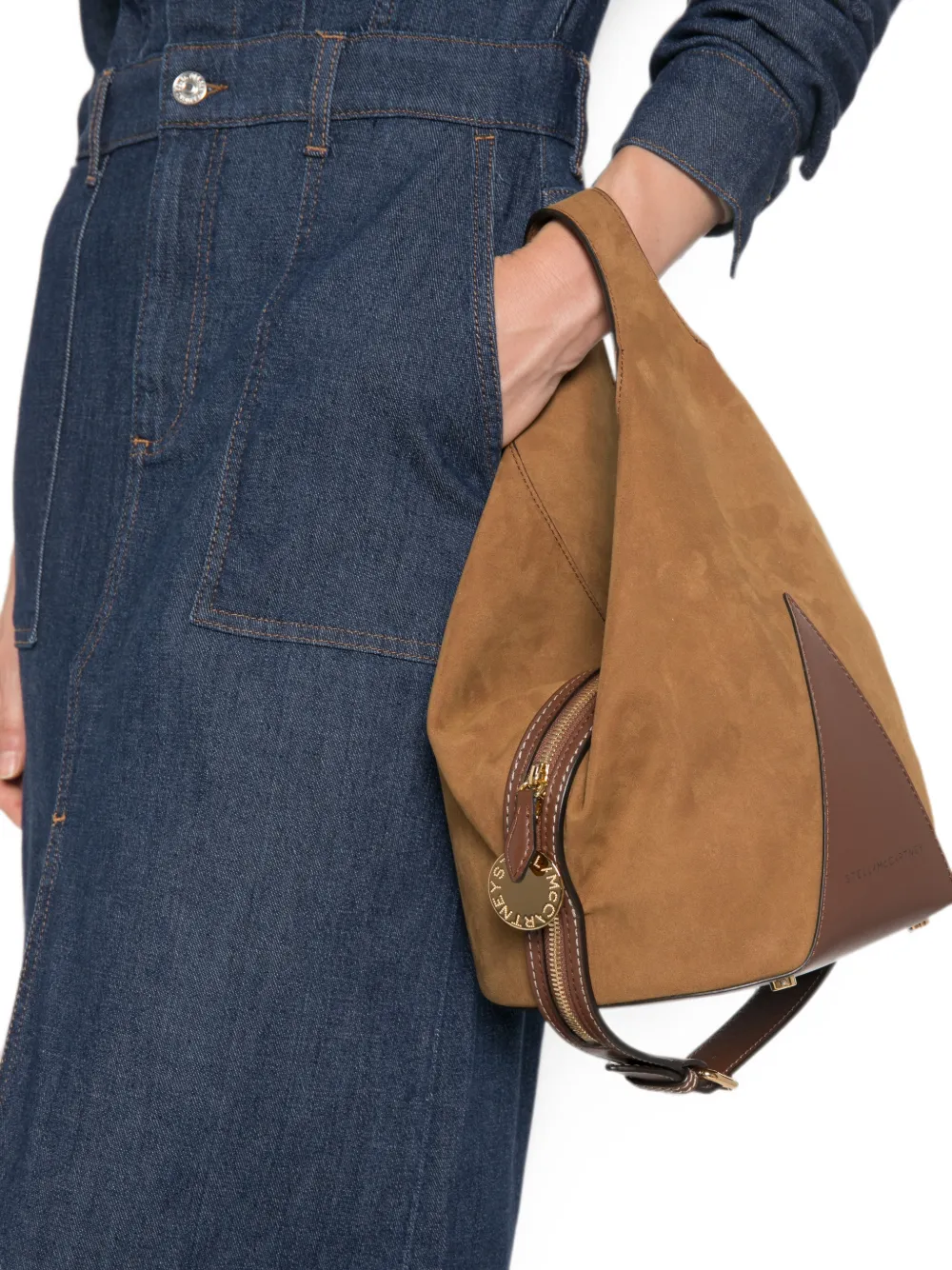 Stella McCartney Kleine Appaloosa shopper met logobedel en suède-effect Bruin
