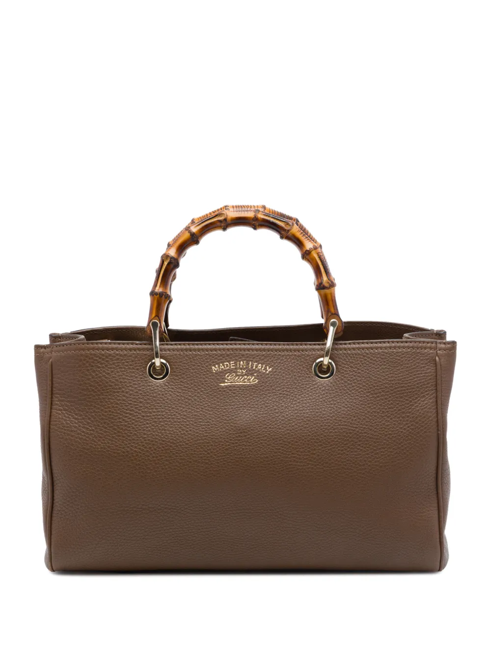 Gucci Pre-Owned 2016-2026 Medium Calfskin Bamboo Shopper satchel - Marrone