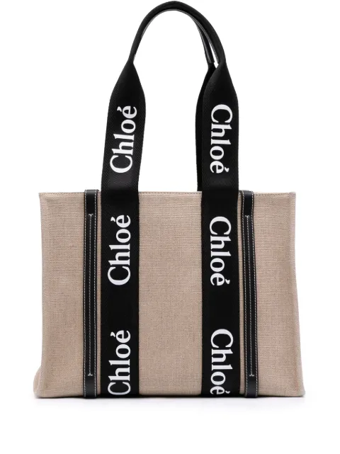 Chloé Pre-Owned tote Woody mediana de lona 2022