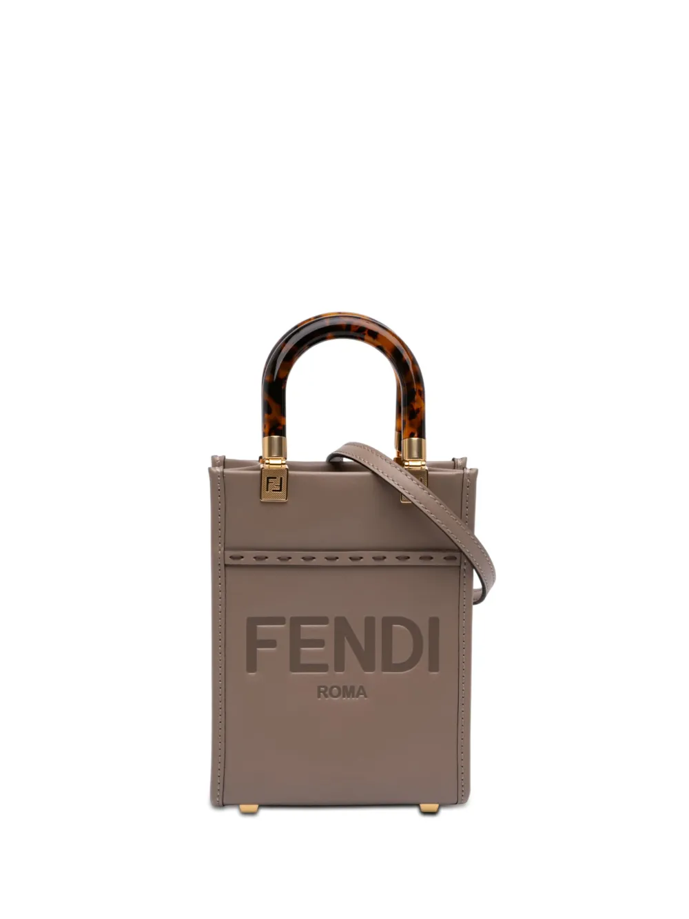 Fendi Pre-Owned 2010-2026 Mini Leather Sunshine Shopper Tote satchel - Marrone