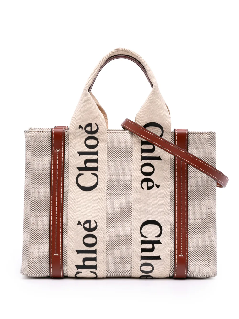 Chloé Pre-Owned 2022 Small Canvas Woody Tote satchel - Toni neutri