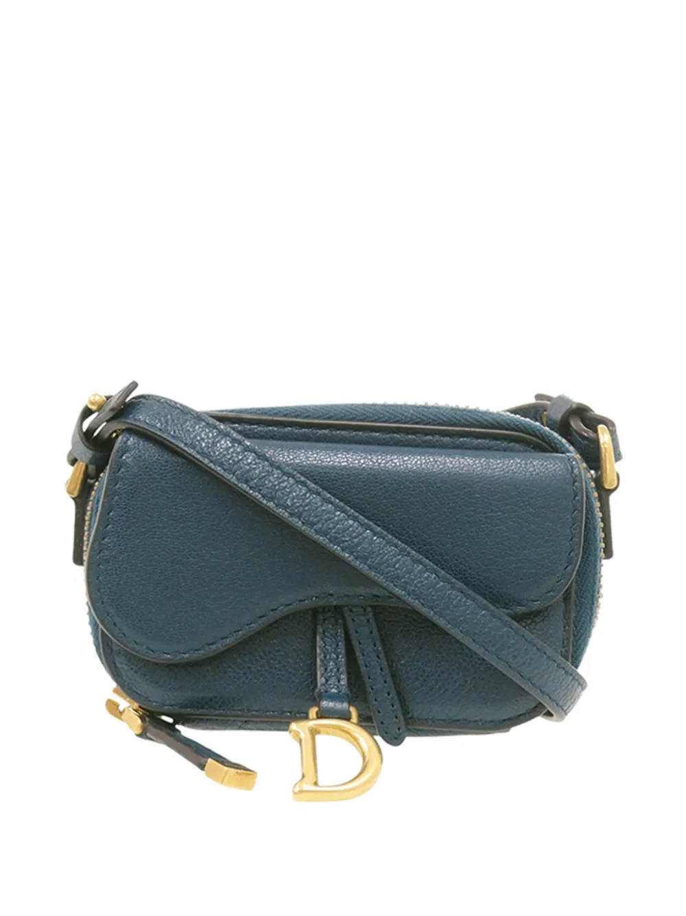 Christian Dior Pre-Owned 2021 Mini Goatskin Saddle Pouch crossbody bag - Blu