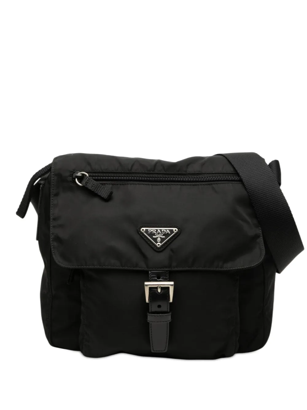 Prada Pre-Owned 2000-2013 Tessuto Zip Buckle Messenger Bag crossbody bag - Nero