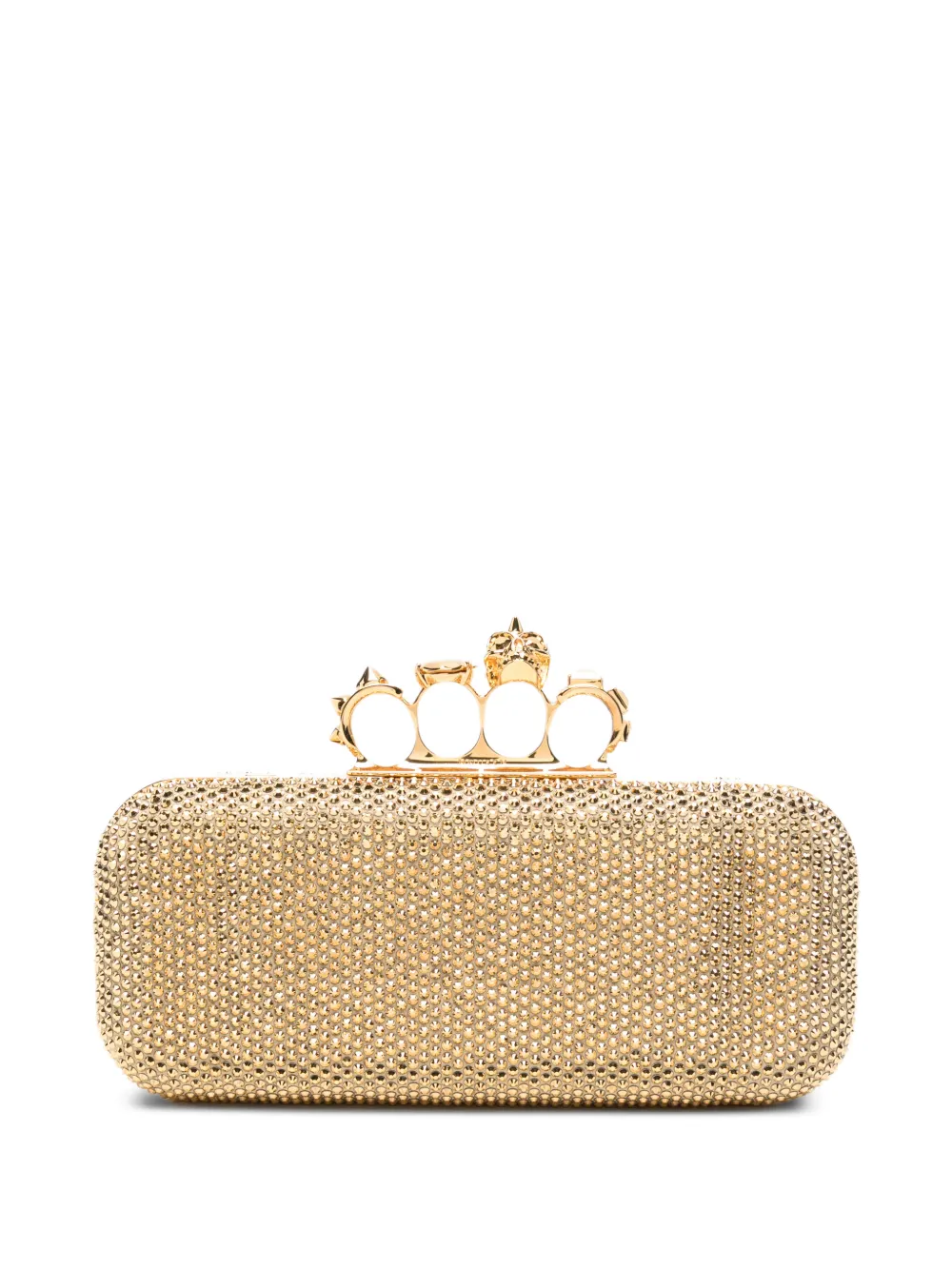 Alexander McQueen long Knuckle crystal-embellished clutch bag - Oro