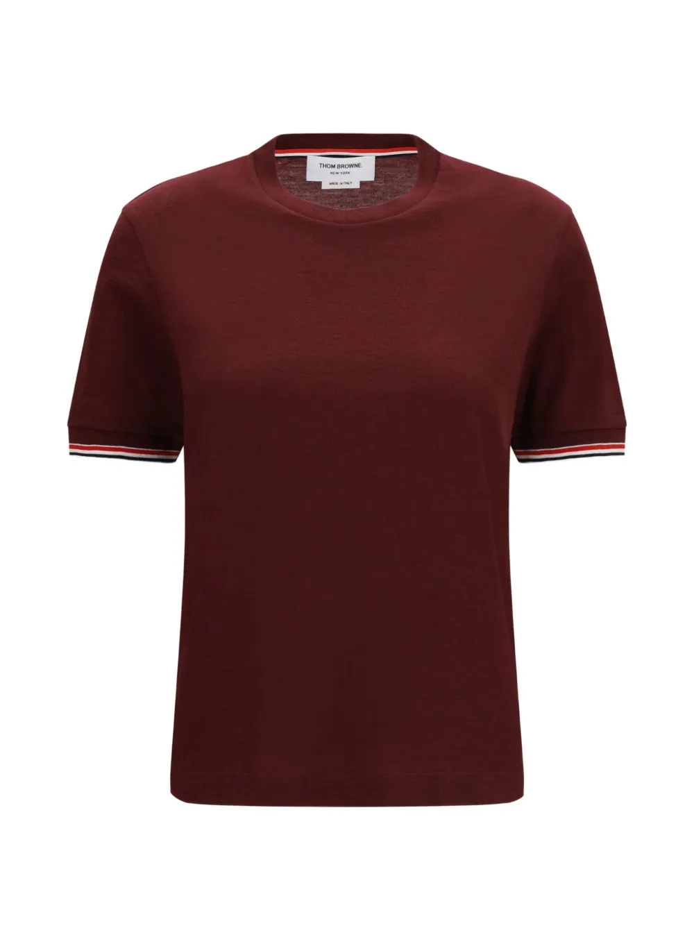 Thom Browne RWB-tipping ribbed-cuff T-shirt - Rosso