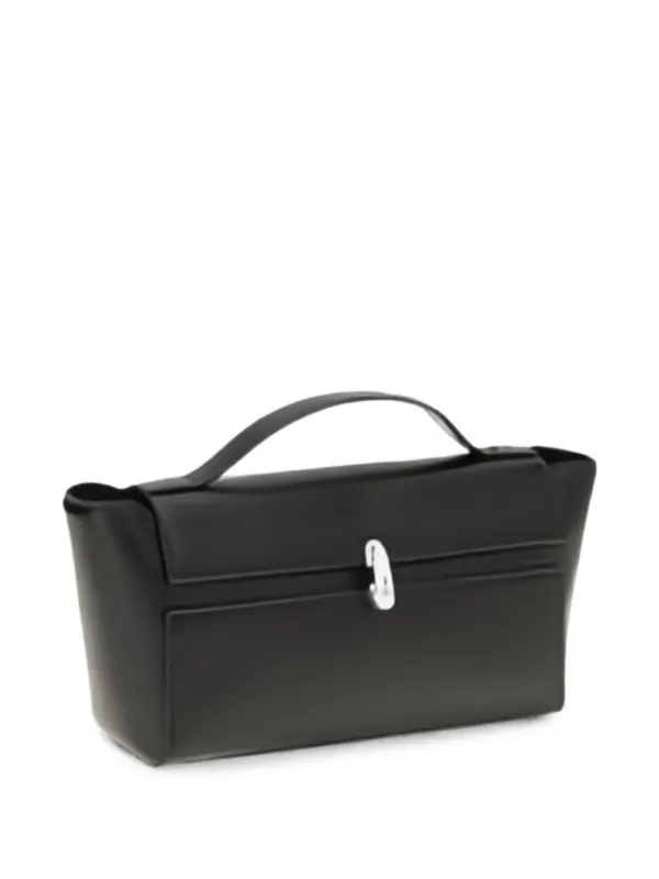 Savette Trapeze Leather Tote Bag in Black
