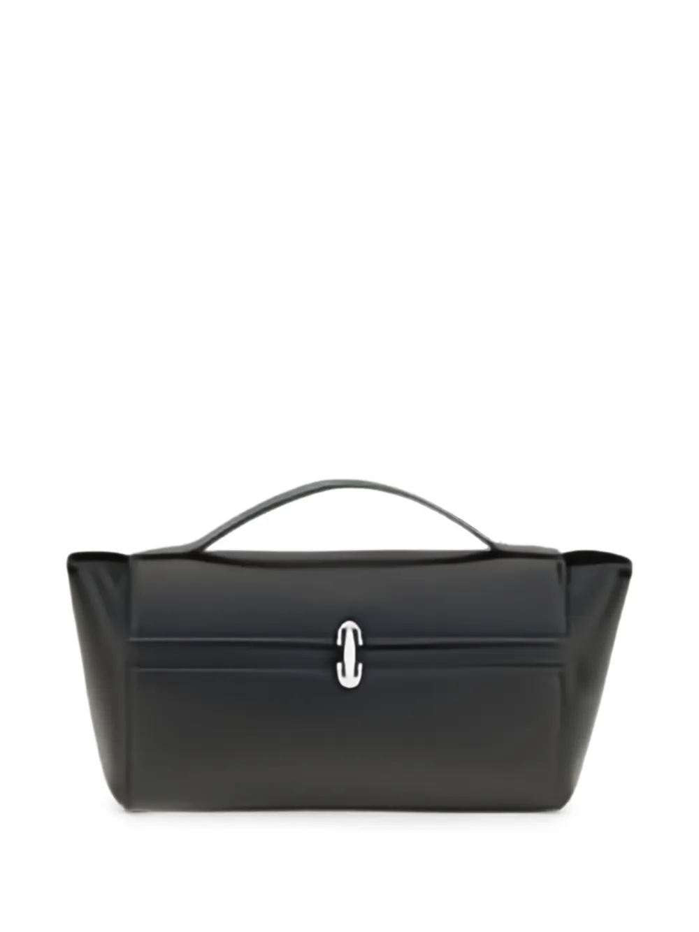 Savette Trapeze Leather Tote Bag in Black, view 2