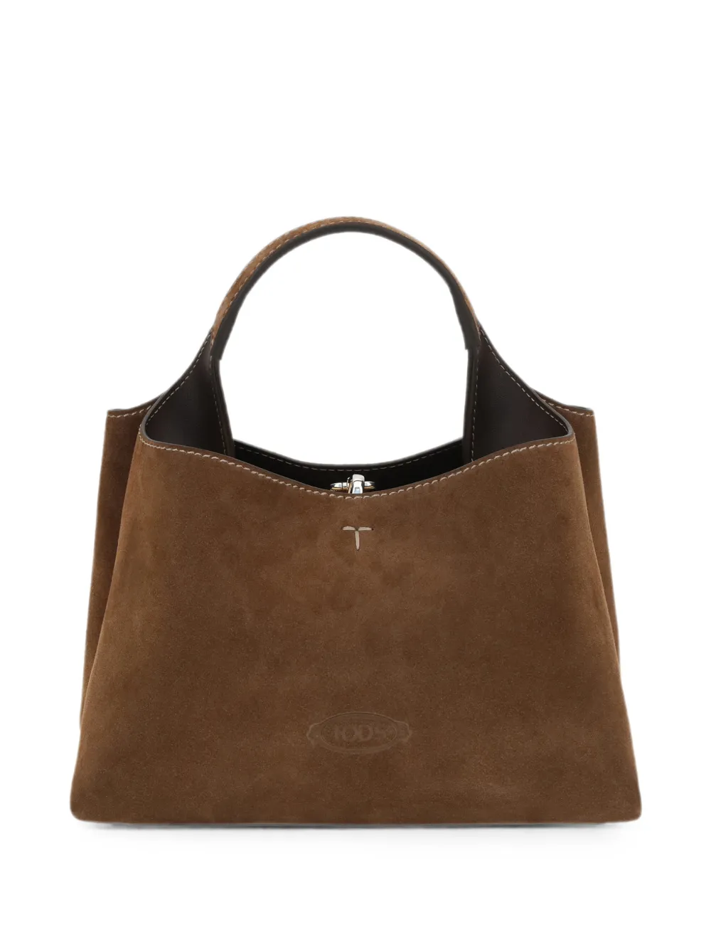 Tod's Micro T-stitch Suede Tote Bag In Brown