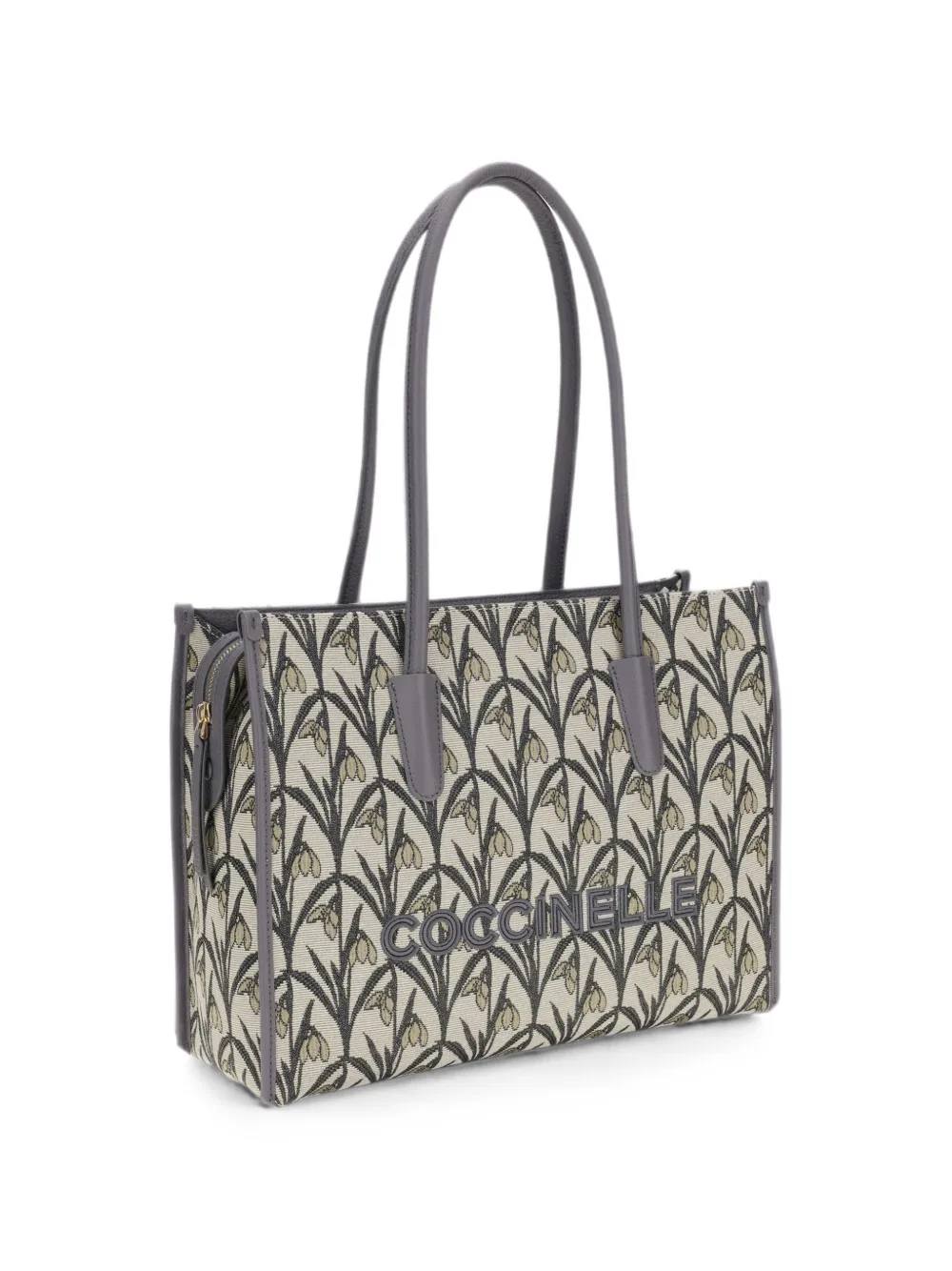 Coccinelle Myrtha26 schoudertas met bloemen-jacquard Grijs