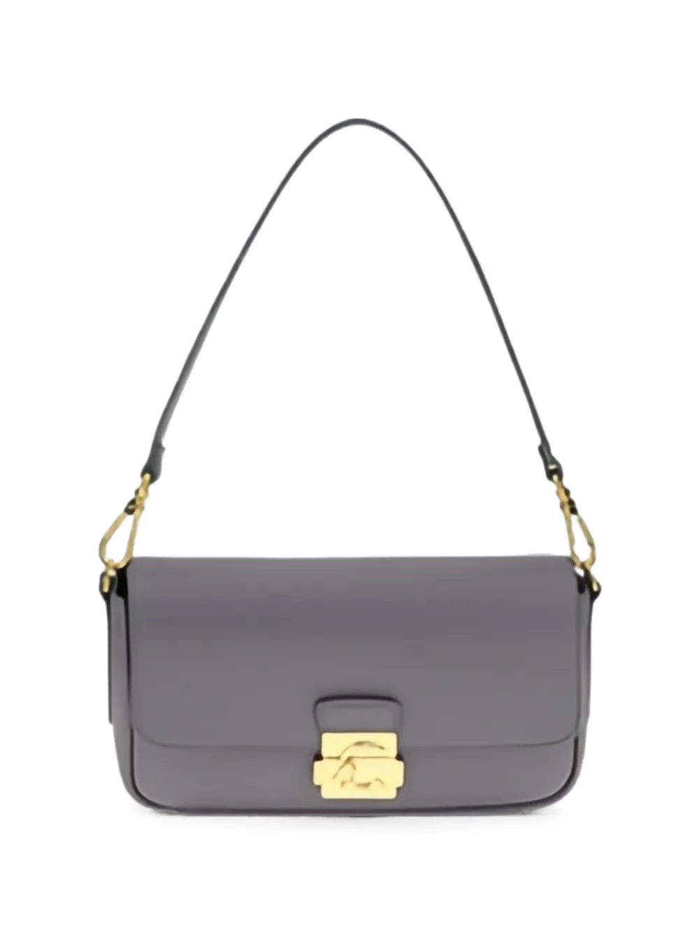 Coccinelle Medium C-me Lock Leather Shoulder Bag In Gray