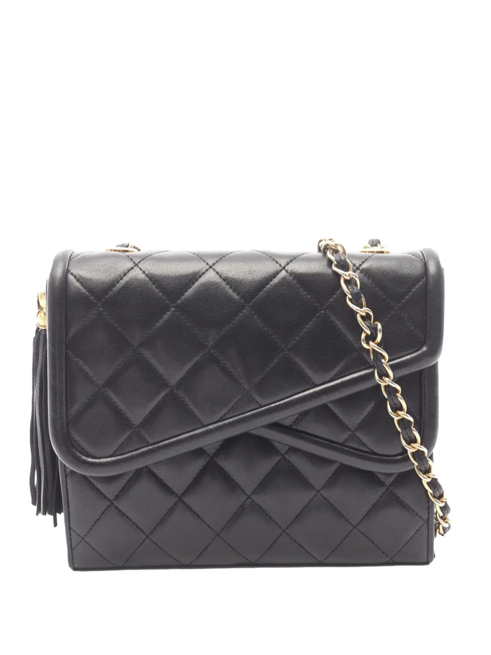 CHANEL Pre-Owned Borsa a tracolla CC in pelle di agnello trapuntata con nappa 1989-1991 - Nero