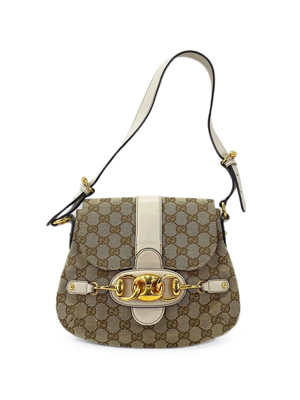 Gucci Pre-Owned 2020s Horsebit GG canvas shoulder bag - Toni neutri