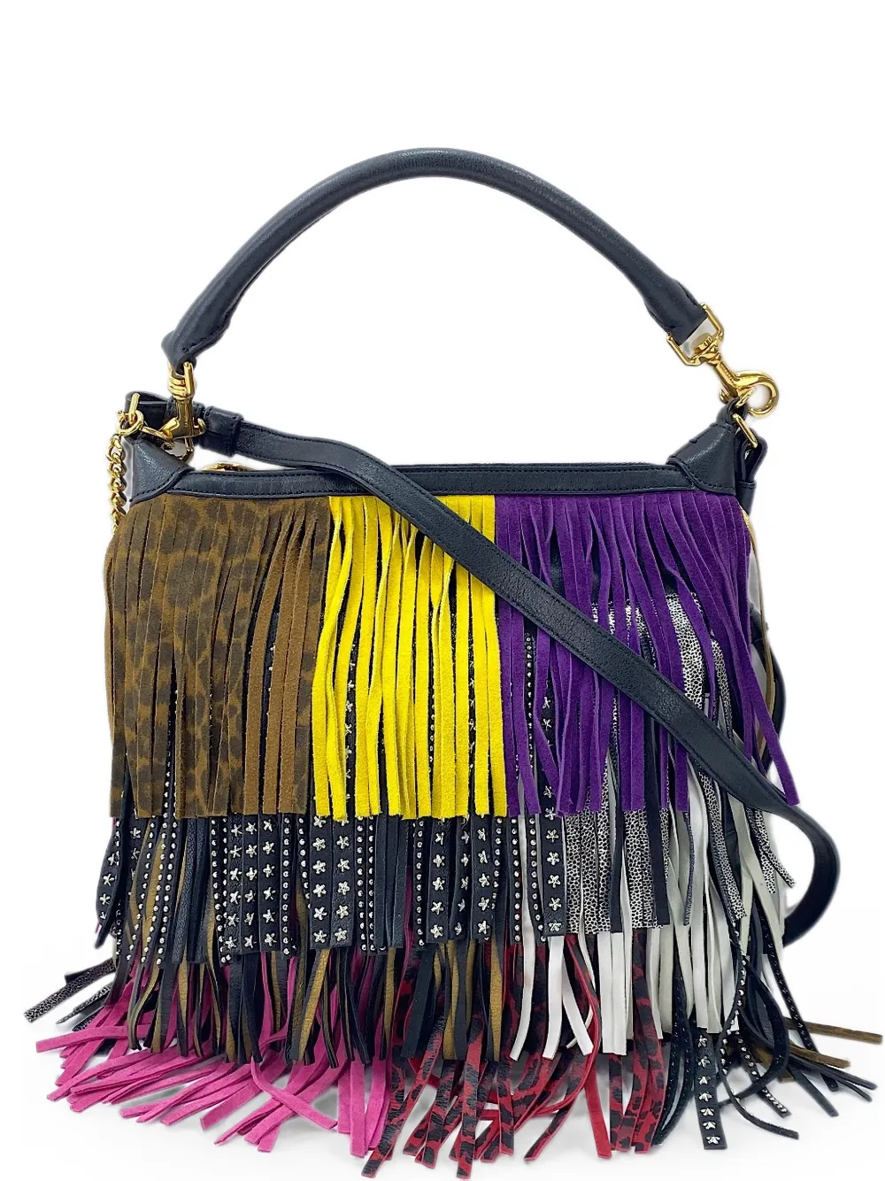 Saint Laurent Pre-Owned 2015 Emmanuelle fringe shoulder bag - Nero