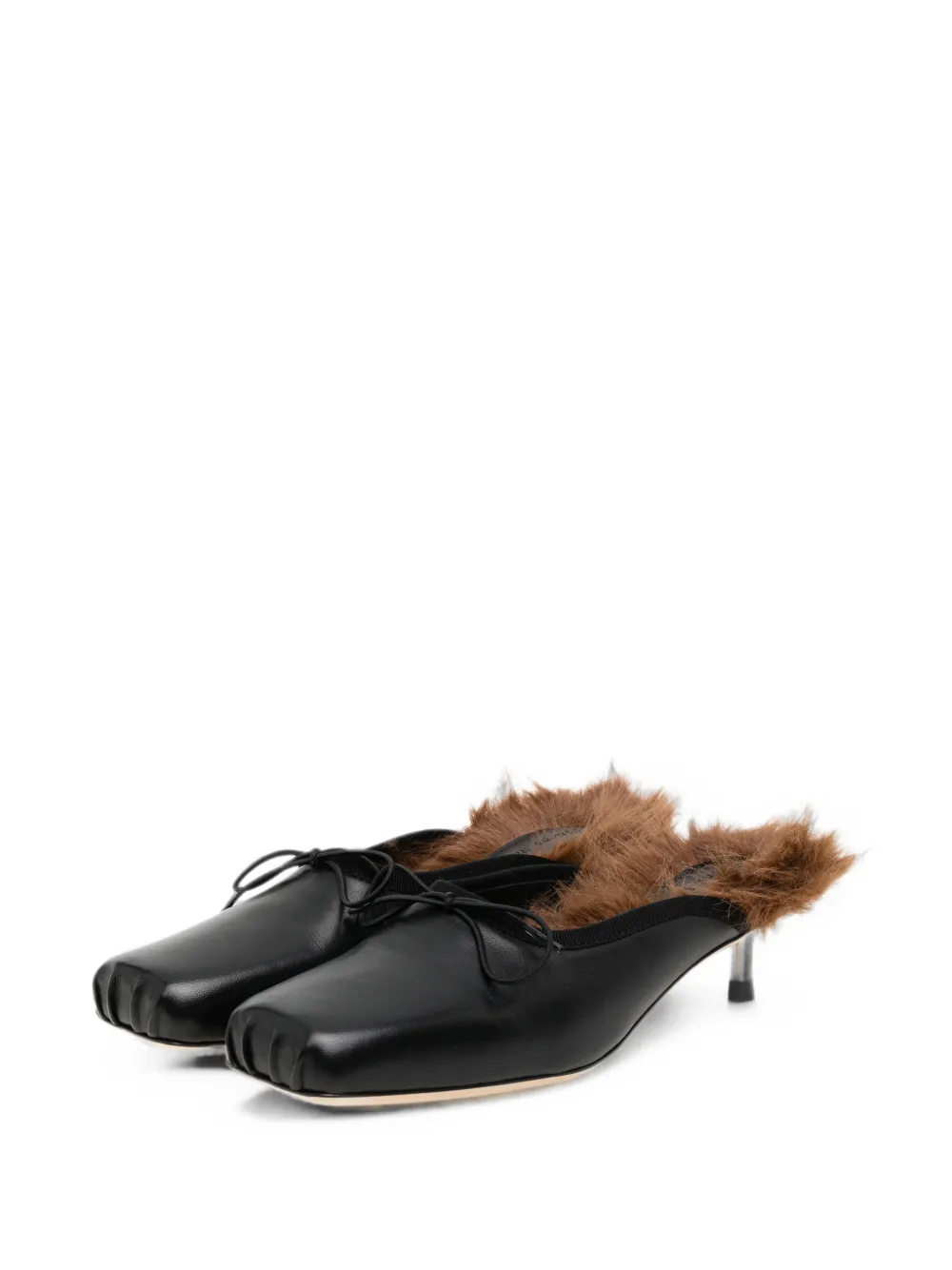 Simone Rocha faux fur lined pointe mules Zwart