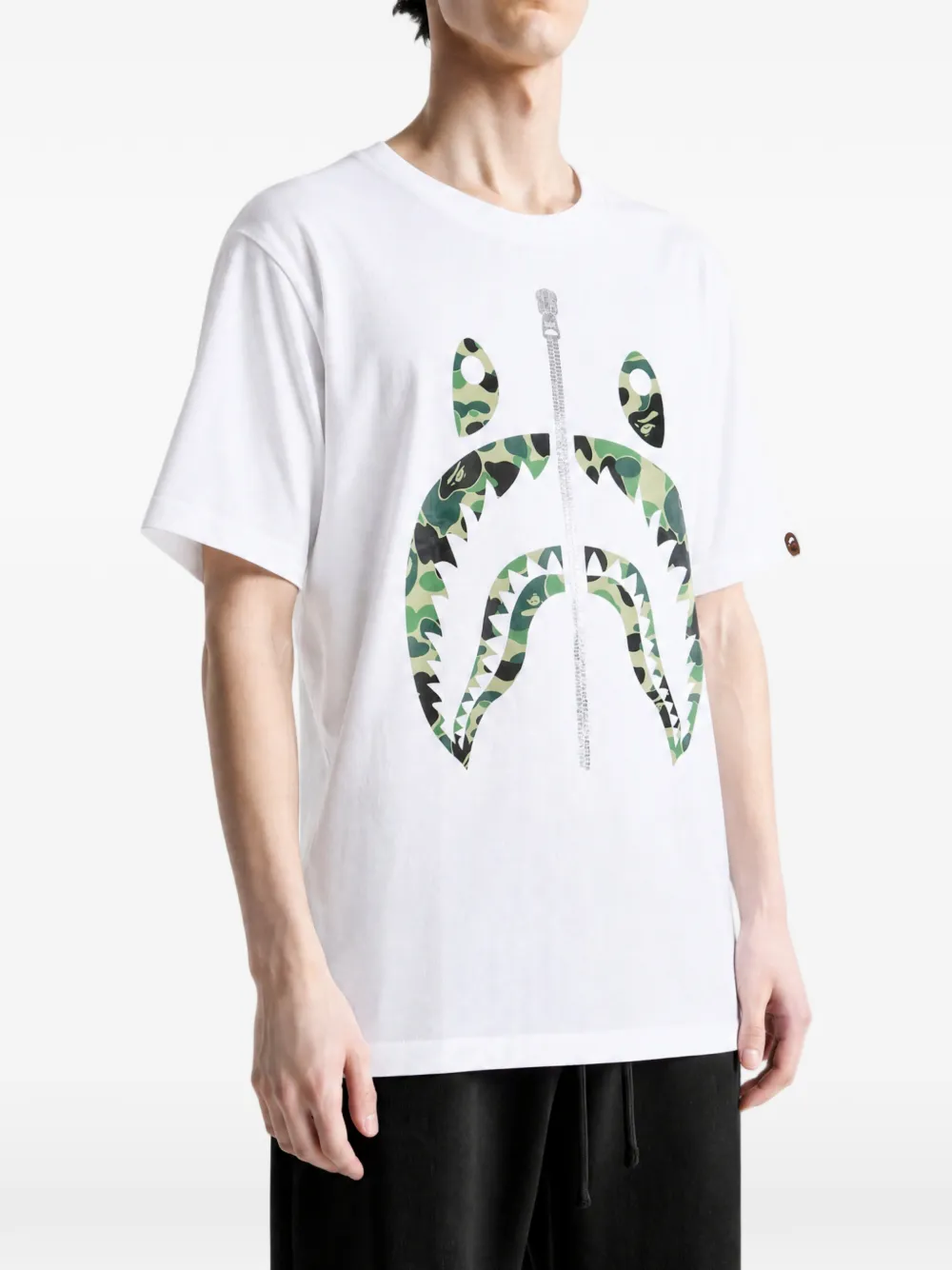 A BATHING APE Shark camo-print T-shirt Wit