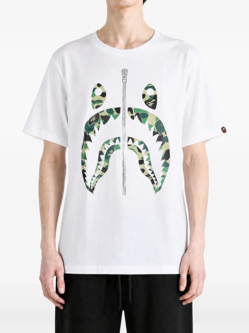 A BATHING APE Shark camo-print T-shirt Wit