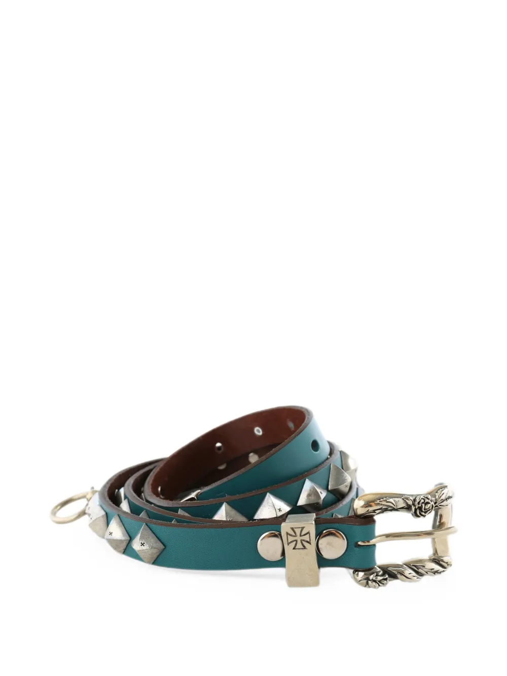 Enfants Riches Déprimés pyramid-studded engraved-buckle belt