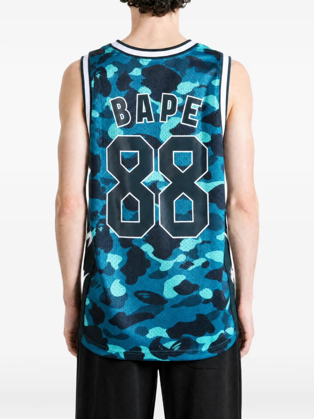A BATHING APE camo-print star-patch T-shirt Blauw