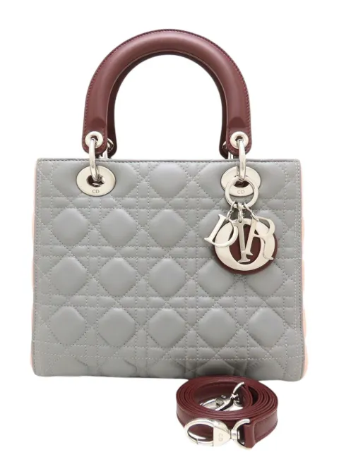 Christian Dior Pre-Owned bolsa satchel Cannage Lady Dior mediana de piel de cordero tricolor 2000-2026