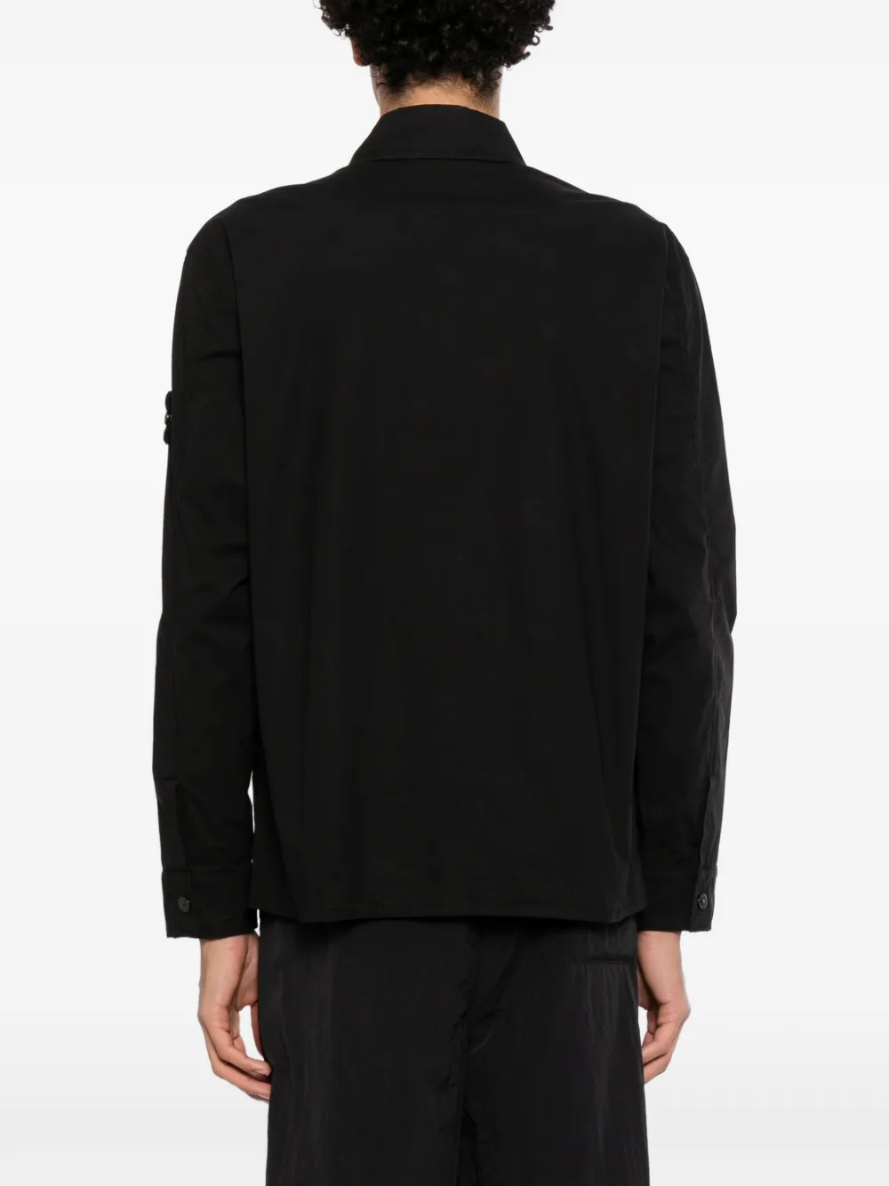 Stone Island Shirtjack met logo-patch en zak Zwart