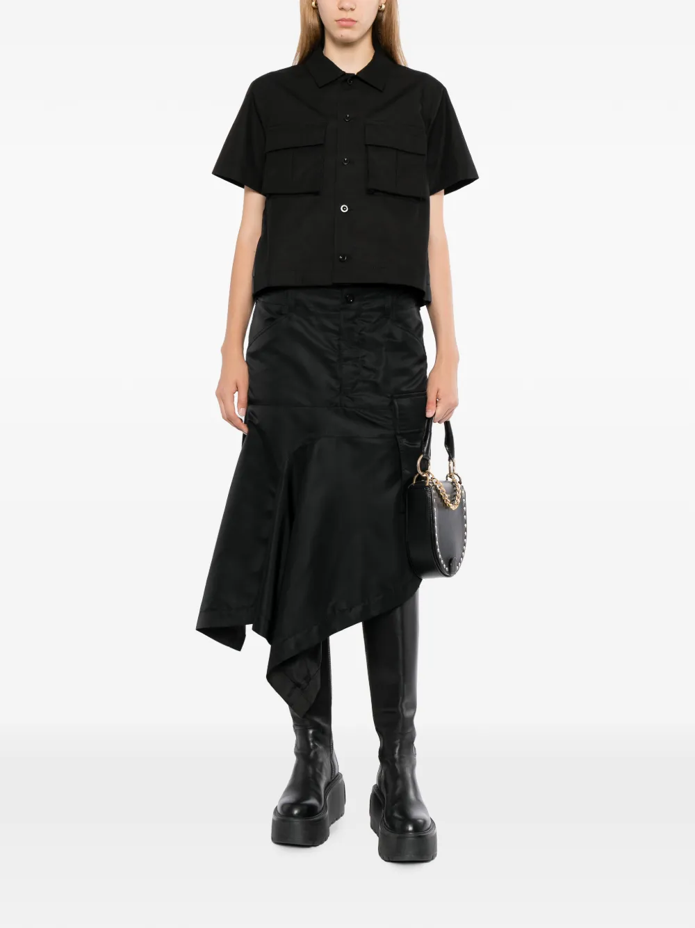 sacai Asymmetrische rok Zwart