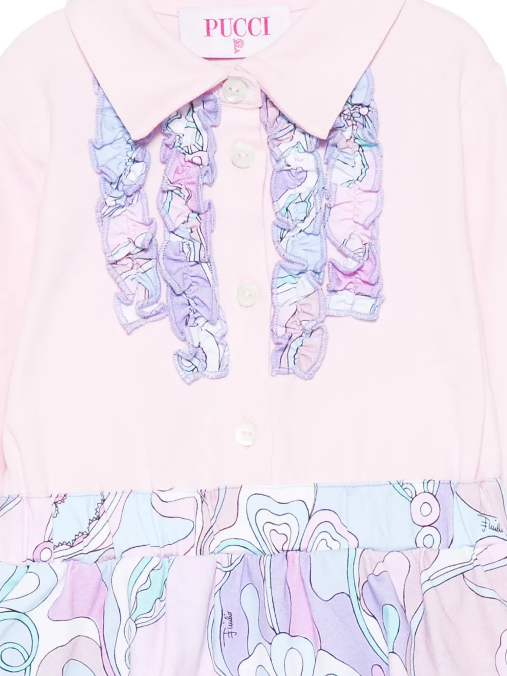 PUCCI Junior Jurk met Marmo-print en ruches Roze