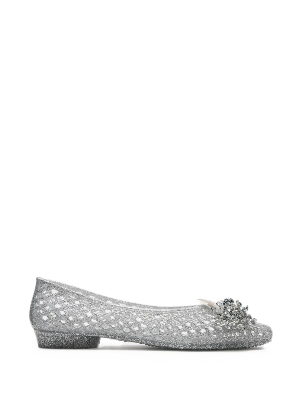 HEAVENLY JELLY floral-embellished glitter ballet flats
