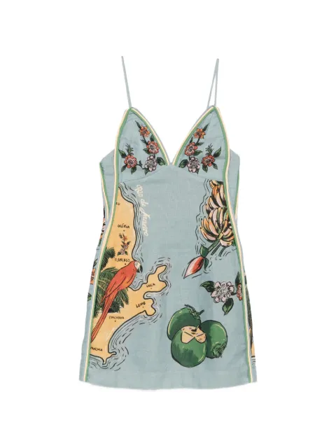 FARM Rio vestido corto Beaches bordado con estampado floral