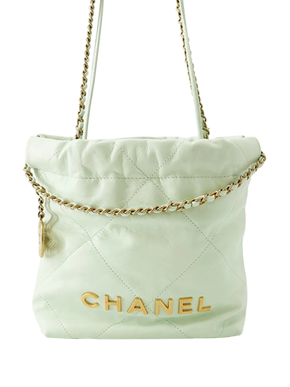 CHANEL Pre-Owned 2021-2026 Mini Shiny Calfskin 22 Handbag hobo bag - Verde
