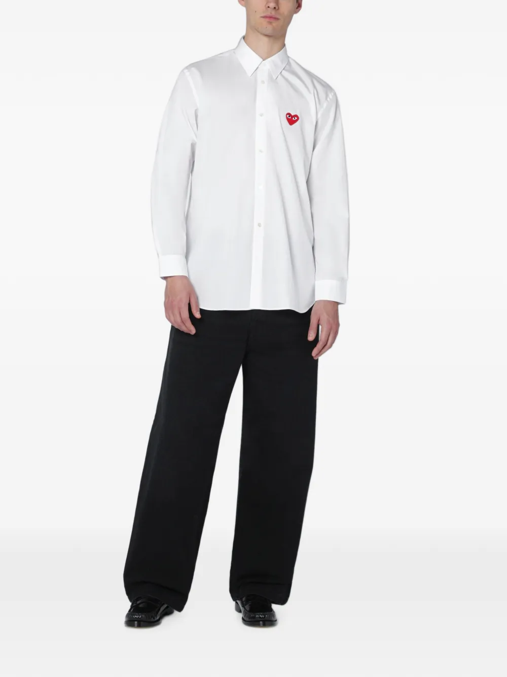 Comme des Garçons Homme Overhemd met hart-patch en lange mouwen Wit