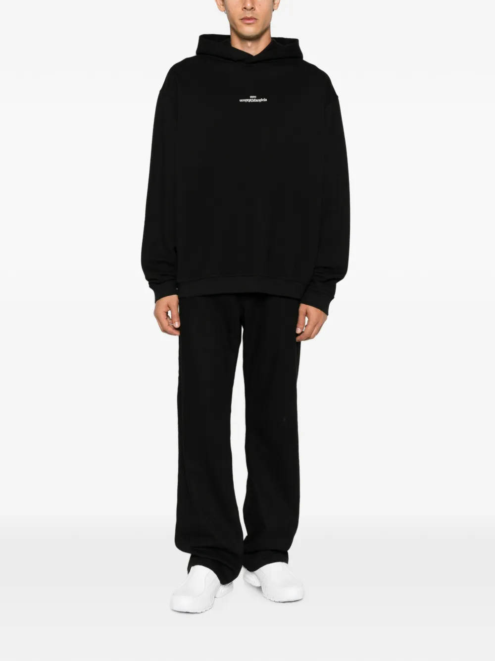 Maison Margiela Hoodie met geborduurd logo Zwart