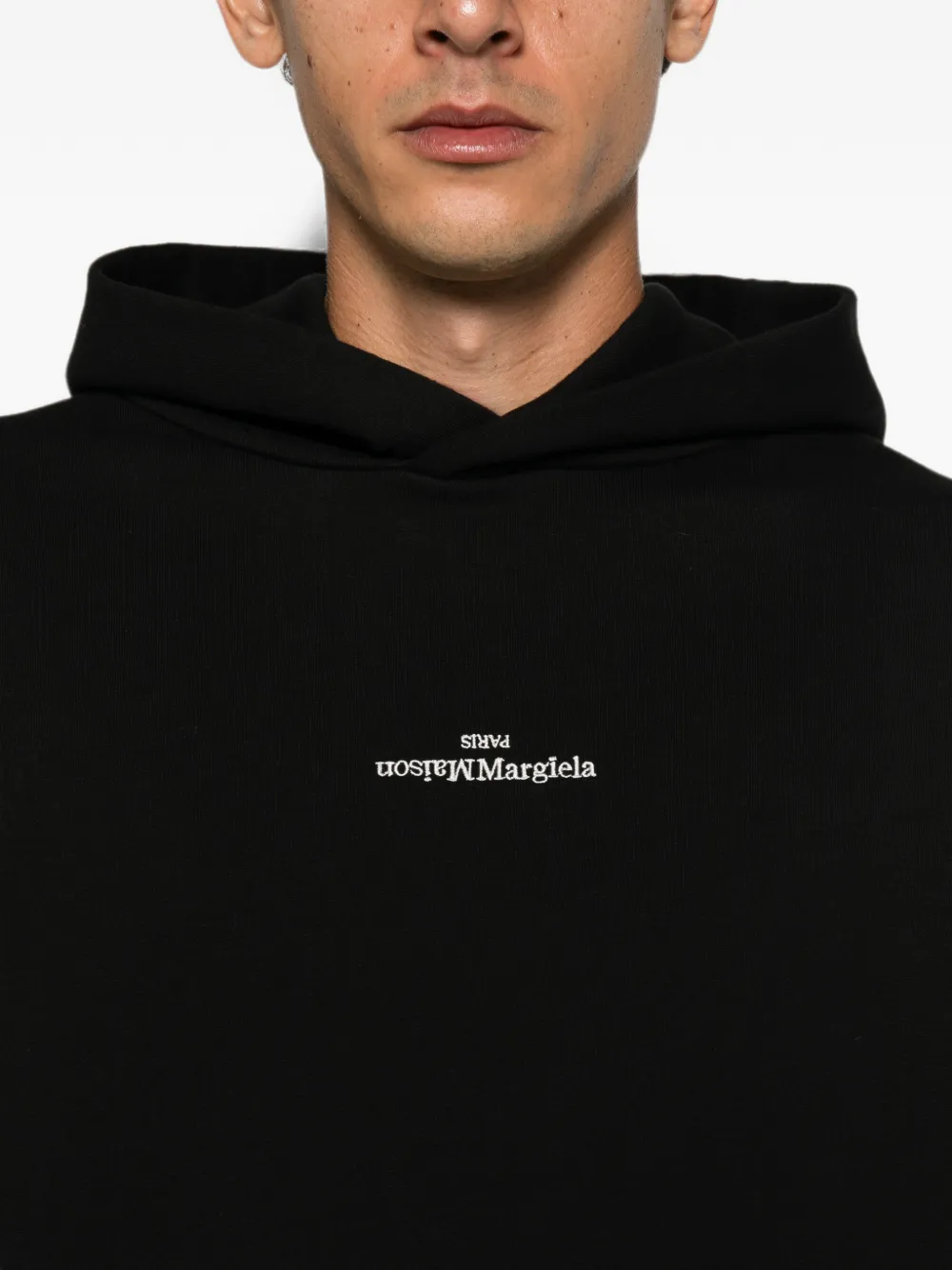 Maison Margiela Hoodie met geborduurd logo Zwart