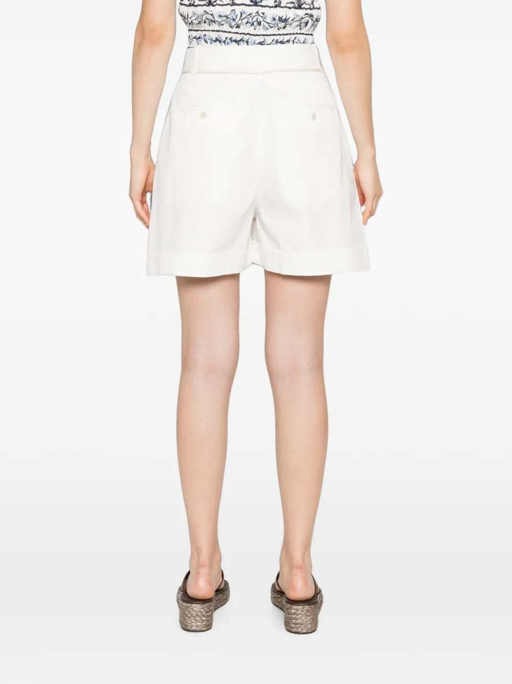 Lee Mathews Geplooide shorts met riem Beige
