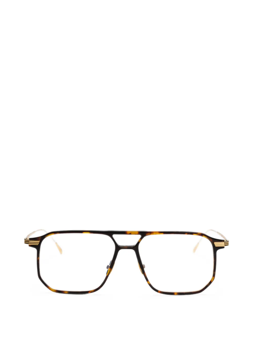 Cutler & Gross tortoiseshell-effect geometric-frame glasses - Marrone