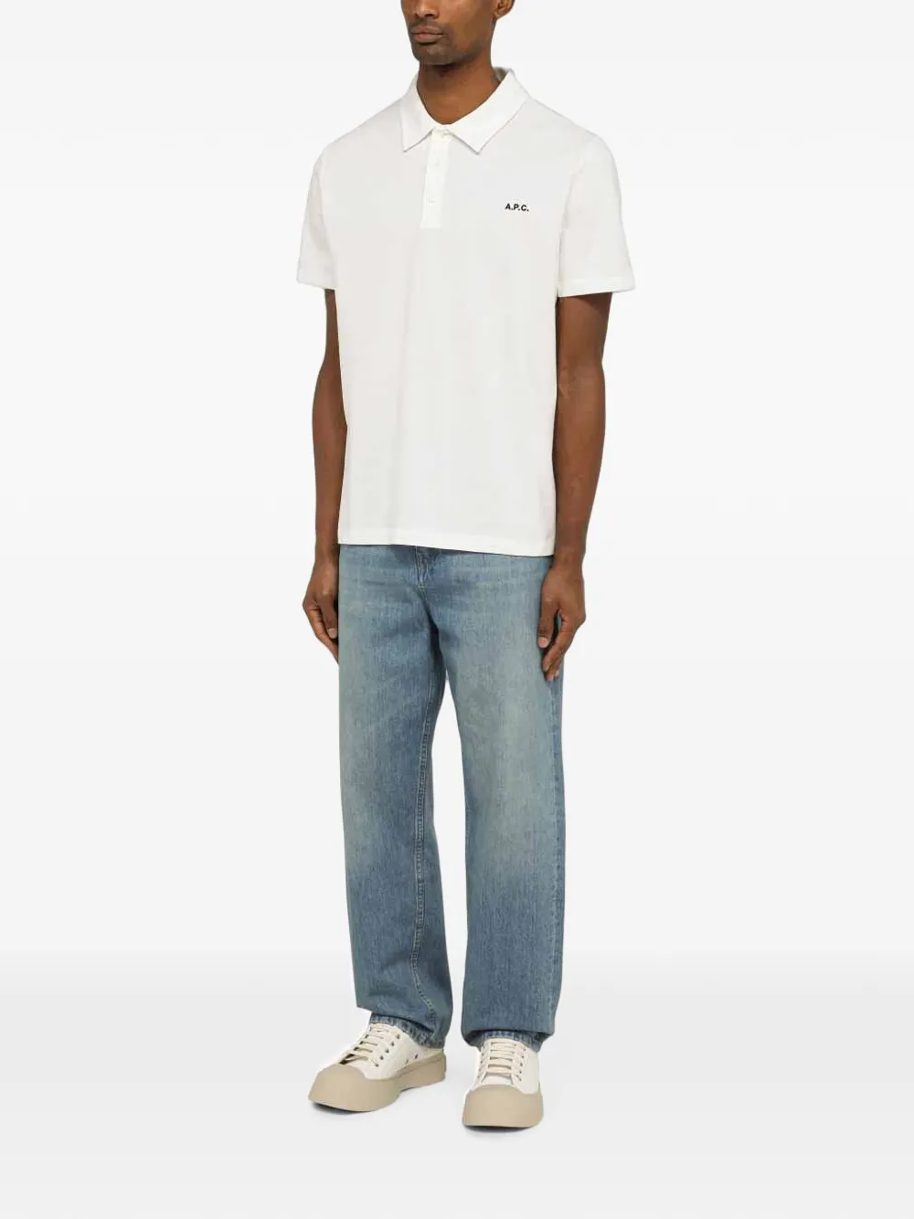 A.P.C. Poloshirt met geborduurd logo Wit