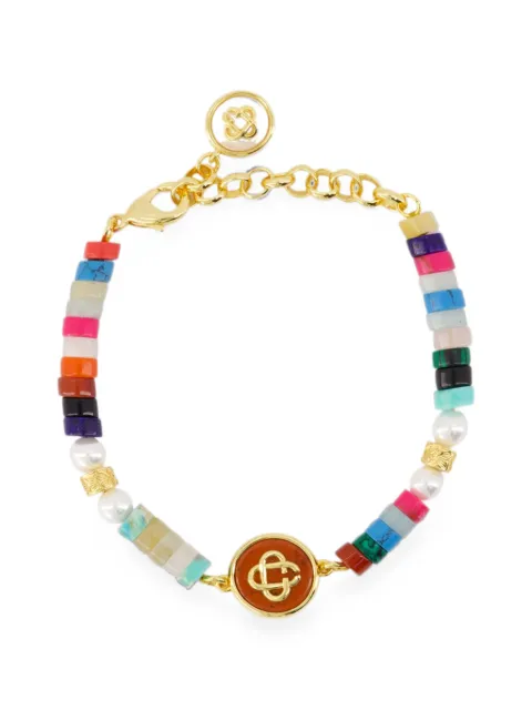 Casablanca beaded logo-plaque bracelet